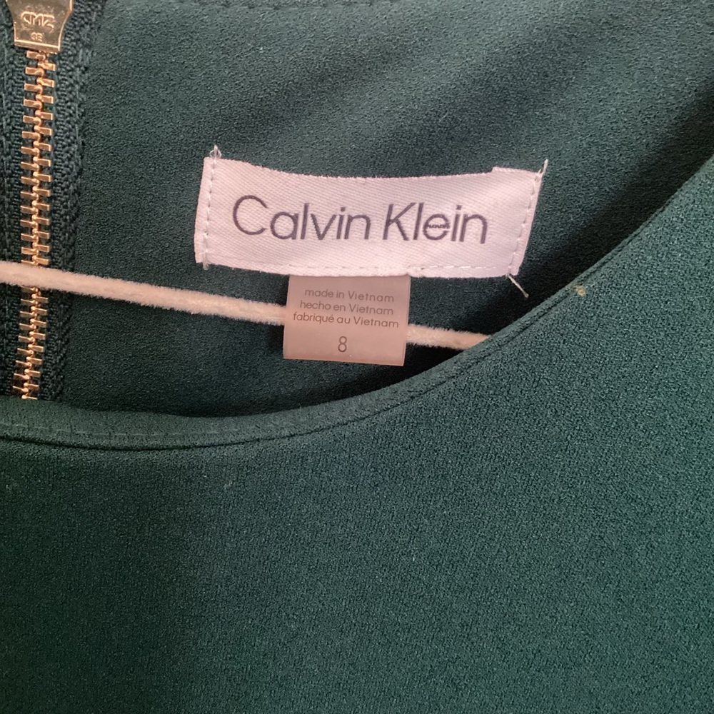 Calvin Klein Dark Green Mini Dress with tulip sleeves - Picture 3 of 5